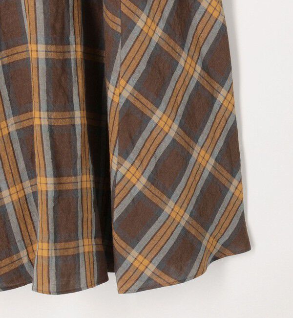 CABaN「リネンチェック Vネックロングワンピース」|ワンピース|