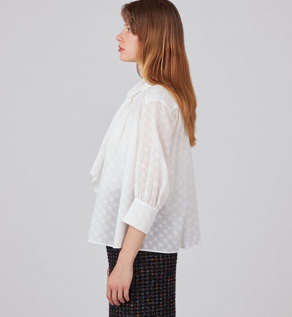 Ballsey「コットンガーゼエンブロイダリー スカーフボウタイブラウス」|シャツ・ブラウス|