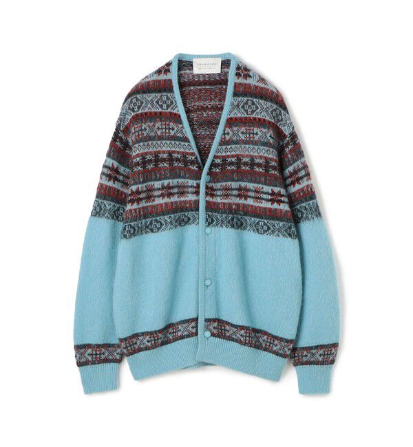 TOMORROWLAND MENS「TOOMRROWLAND tricot ナイロンモヘヤウール フェアアイルジャガード カーディガン」|カーディガン|64 ブルー系