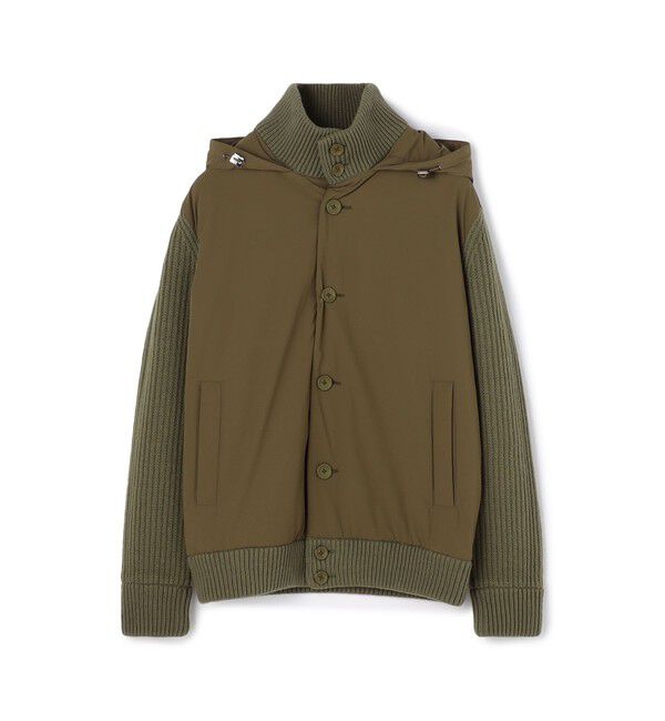 TOMORROWLAND BUYING WEAR「HERNO ナイロンコンビ フーデッド ニットブルゾン」|ブルゾン・スタジャン|57 カーキ