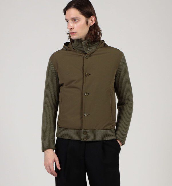 TOMORROWLAND BUYING WEAR「HERNO ナイロンコンビ フーデッド ニットブルゾン」|ブルゾン・スタジャン|