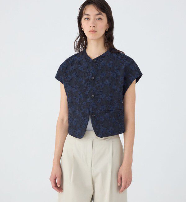 TOMORROWLAND collection「フラワージャカード ワイドスリーブショートジレ」|ベスト・ジレ|