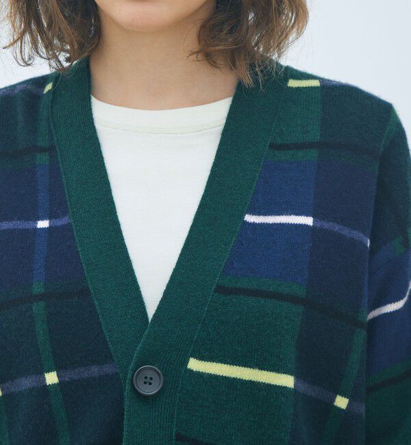 MACPHEE「NZ LAMBS プリント Vネックカーディガン」|カーディガン|