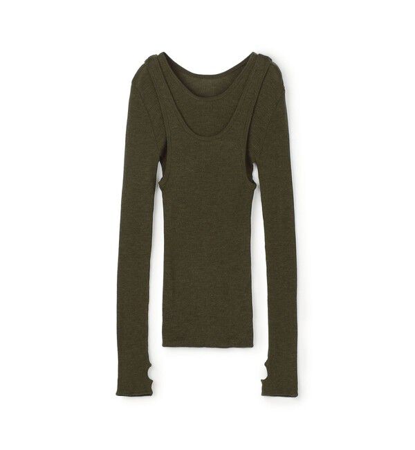 TOMORROWLAND GOODS「HAKUJI ウールリブ レイヤードクルーネックプルオーバー」|Tシャツ・カットソー|59 ダークグリーン