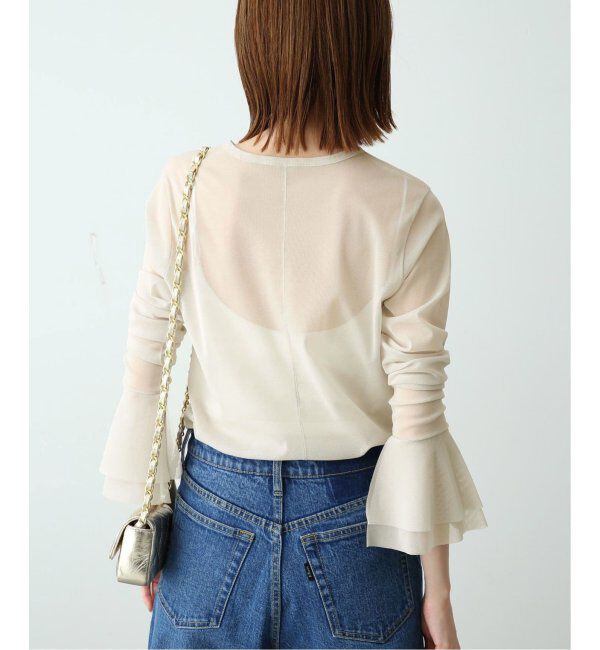 SLOBE IENA「《追加2》ラッフルスリーブチュールプルオーバー」|Tシャツ・カットソー|