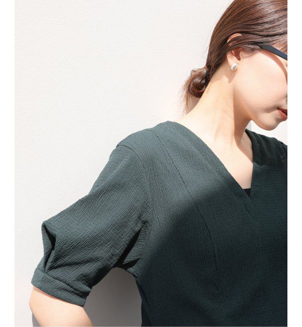 IENA「《WEB限定/追加2》B. サッカーVネックワンピース」|ワンピース|