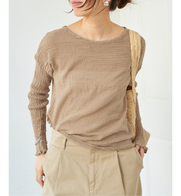 IENA「《追加》LES ATELIERS FRANCAIS DE CONFECTION ロングスリーブトップス」|シャツ・ブラウス|ベージュ