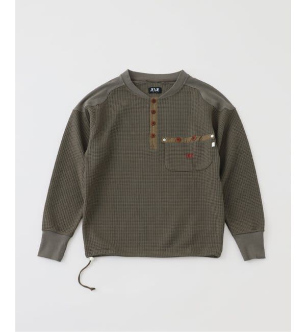 PULP「FAF  / フェイク アズ フラワーズ PACIS THERMAL HENLEY NECK」|Tシャツ・カットソー|カーキ