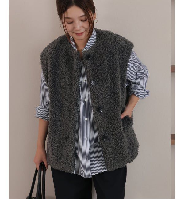 JOURNAL STANDARD「Sheep Like Fur クルーネックベスト」|ダウンベスト・ベスト|
