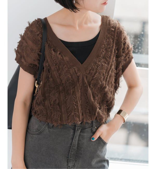 Spick and Span「《一部店舗+WEB限定》フリンジニットベスト」|ベスト・ジレ|