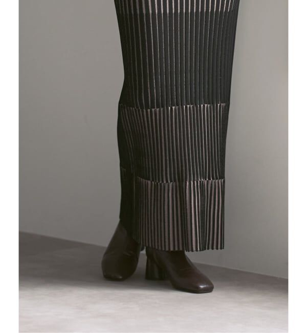 NOBLE「《追加》【洗える】ランダムバイカラーリブニットスカート」|スカート|