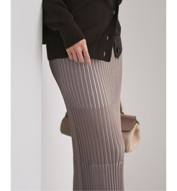 NOBLE「《追加》【洗える】ランダムバイカラーリブニットスカート」|スカート|