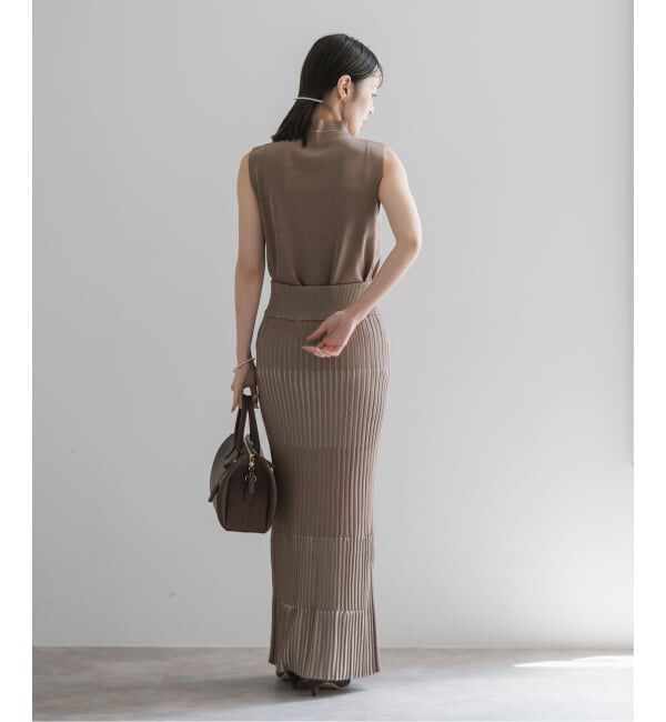 NOBLE「《追加》【洗える】ランダムバイカラーリブニットスカート」|スカート|