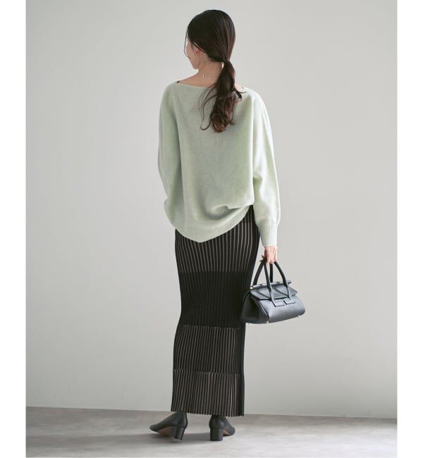 NOBLE「《追加》【洗える】ランダムバイカラーリブニットスカート」|スカート|