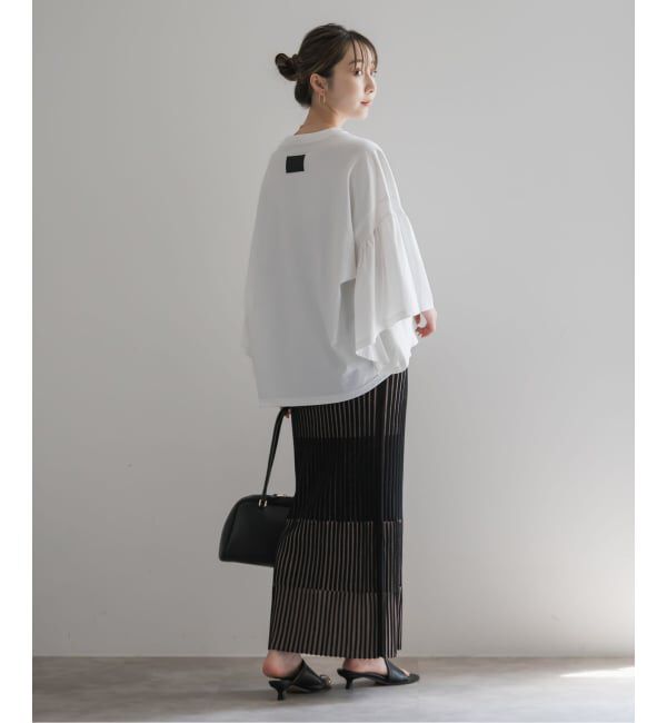 NOBLE「《追加》【洗える】ランダムバイカラーリブニットスカート」|スカート|