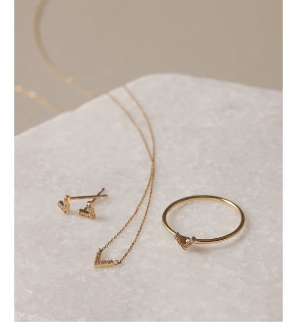Lilas by Spick&Span「《WEB限定》Vラインダイヤピアス K10(両耳)」|ピアス|