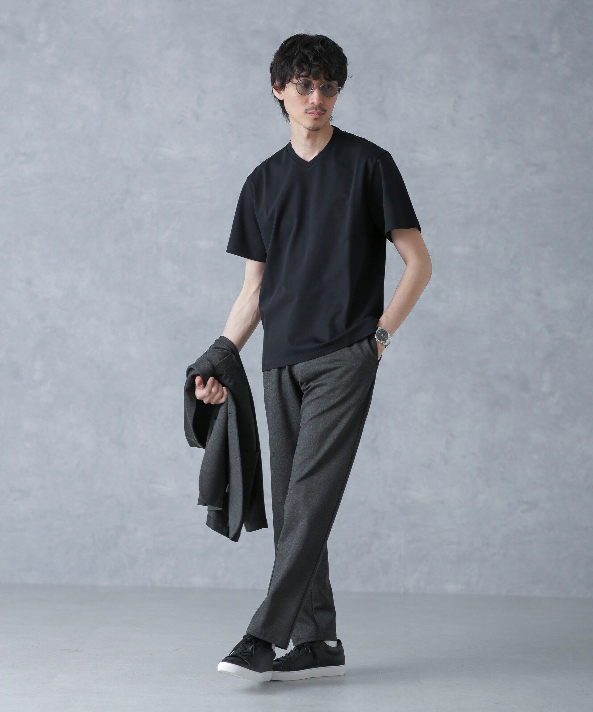 nano･universe「ジャケT(R) プレミアム Vネック 半袖」|Tシャツ・カットソー|