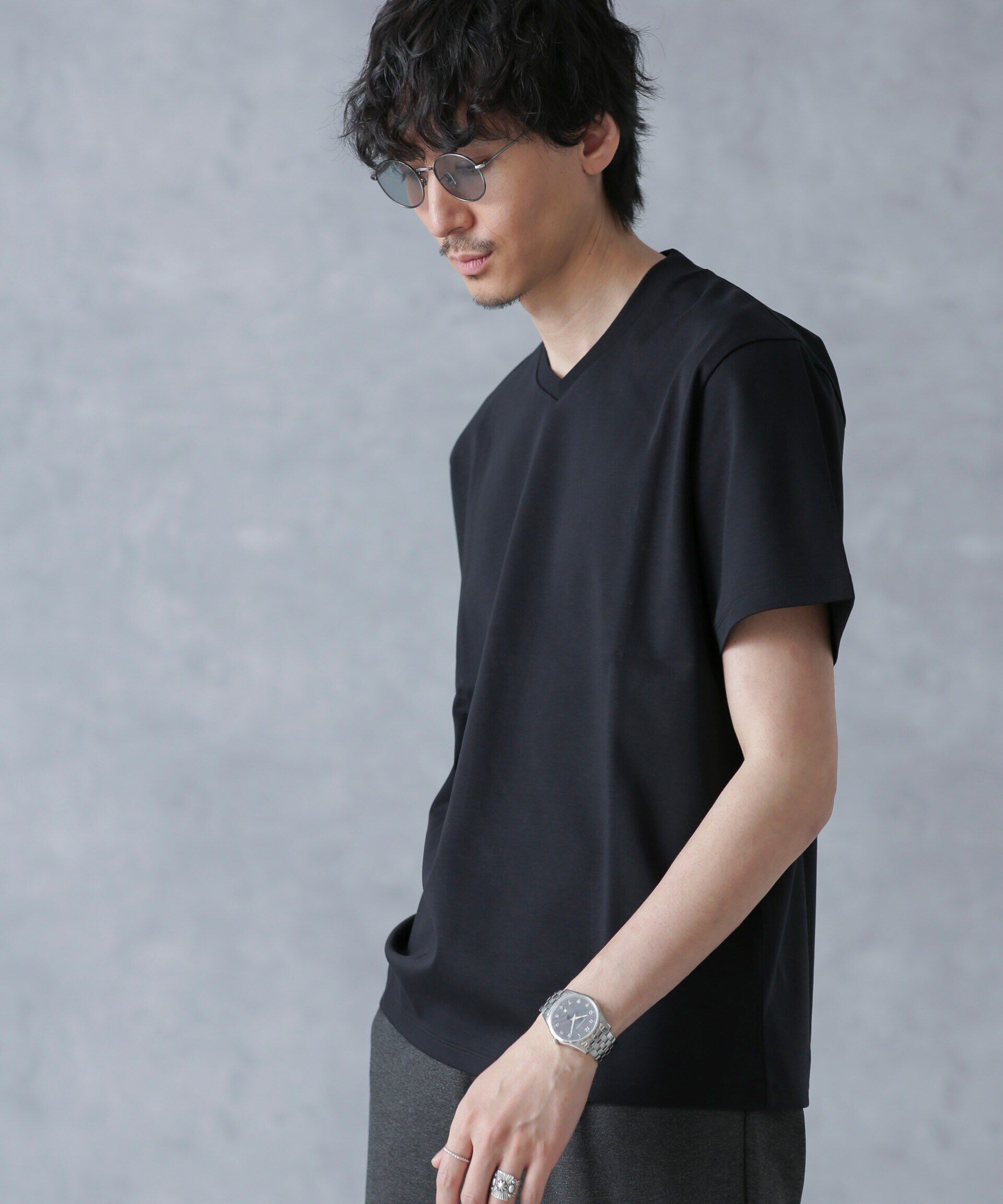 nano･universe「ジャケT(R) プレミアム Vネック 半袖」|Tシャツ・カットソー|