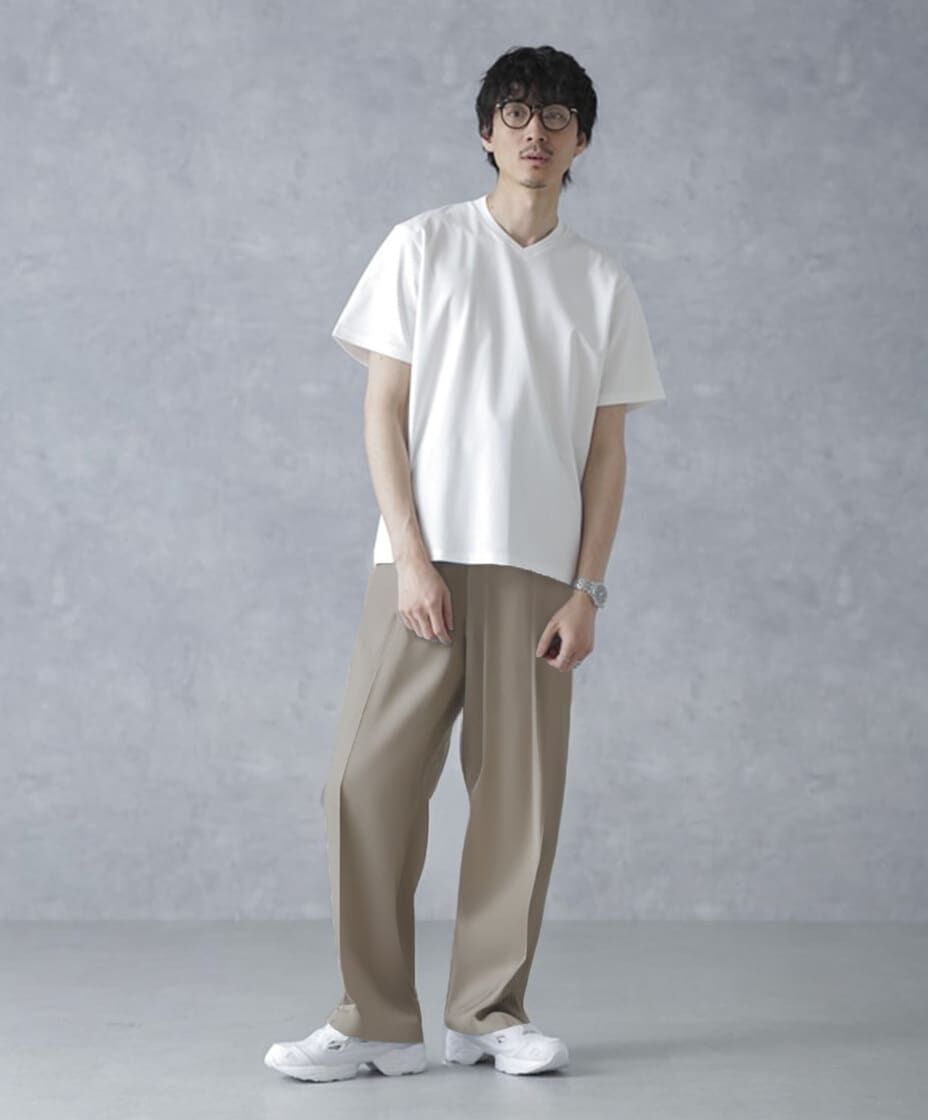 nano･universe「ジャケT(R) プレミアム Vネック 半袖」|Tシャツ・カットソー|