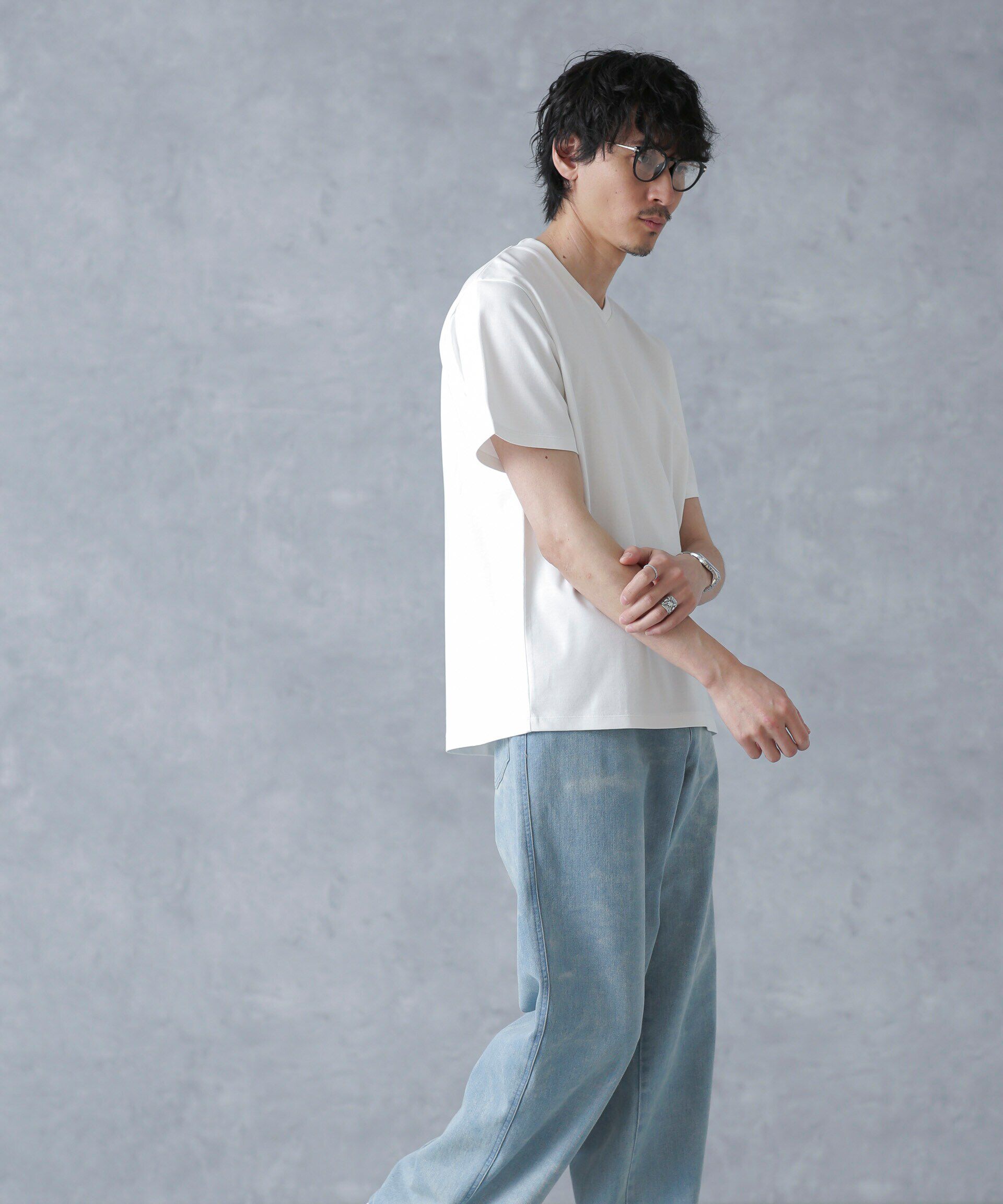 nano･universe「ジャケT(R) プレミアム Vネック 半袖」|Tシャツ・カットソー|