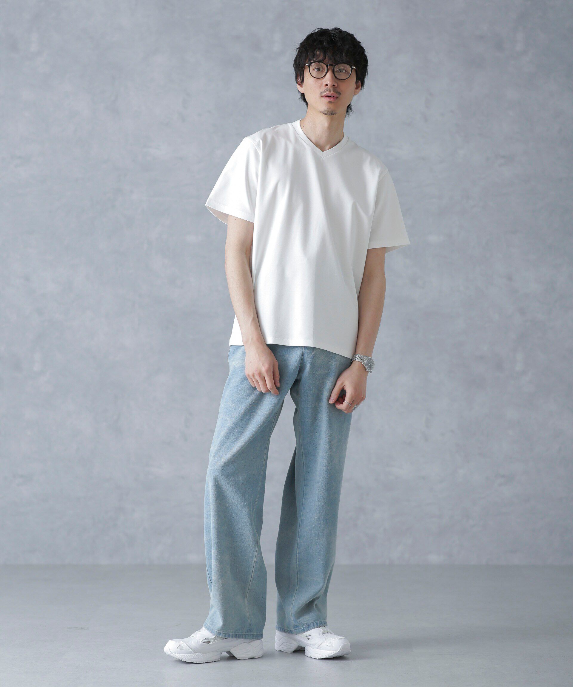 nano･universe「ジャケT(R) プレミアム Vネック 半袖」|Tシャツ・カットソー|