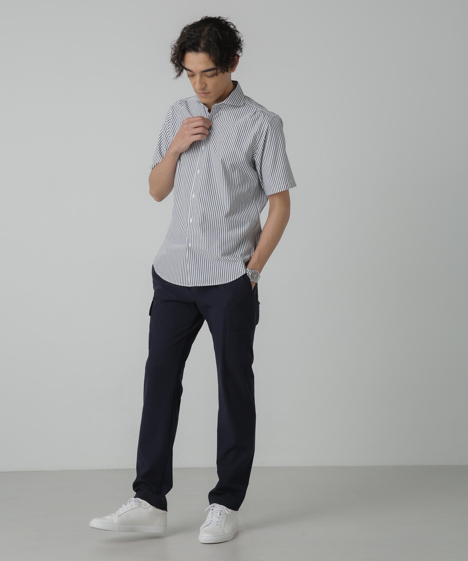 nano･universe「「N trousers」スリムストレッチ カーゴパンツ」|チノ|