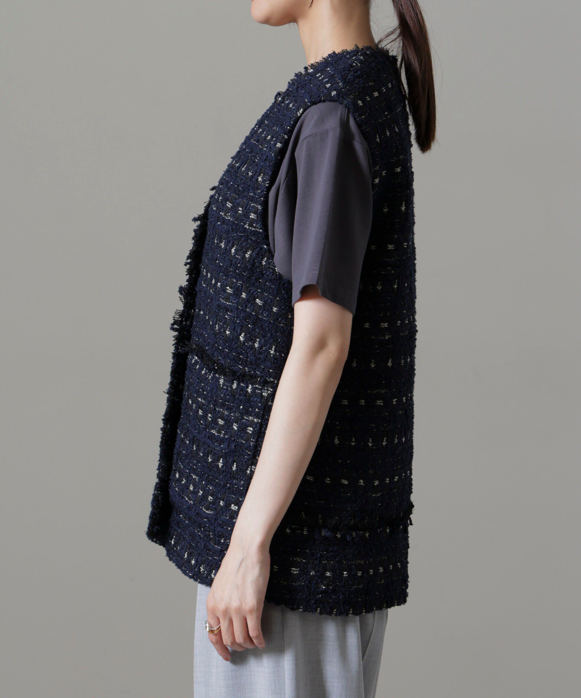 nano･universe「Vネックツイードジレ」|テーラードジャケット|