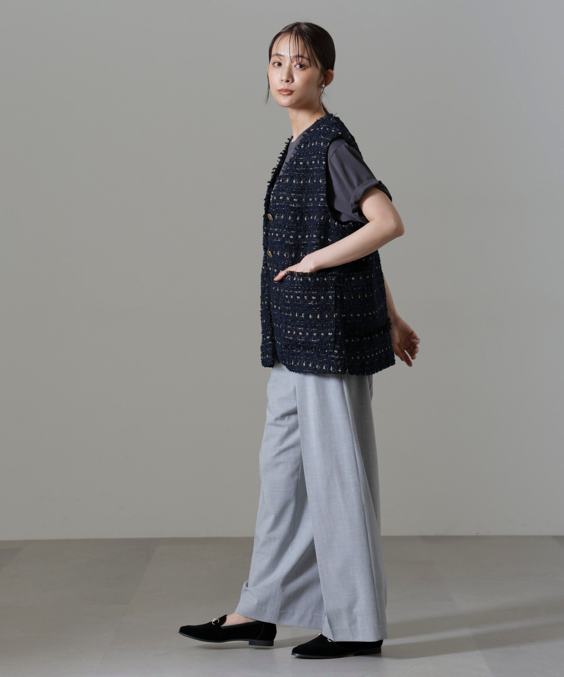 nano･universe「Vネックツイードジレ」|テーラードジャケット|