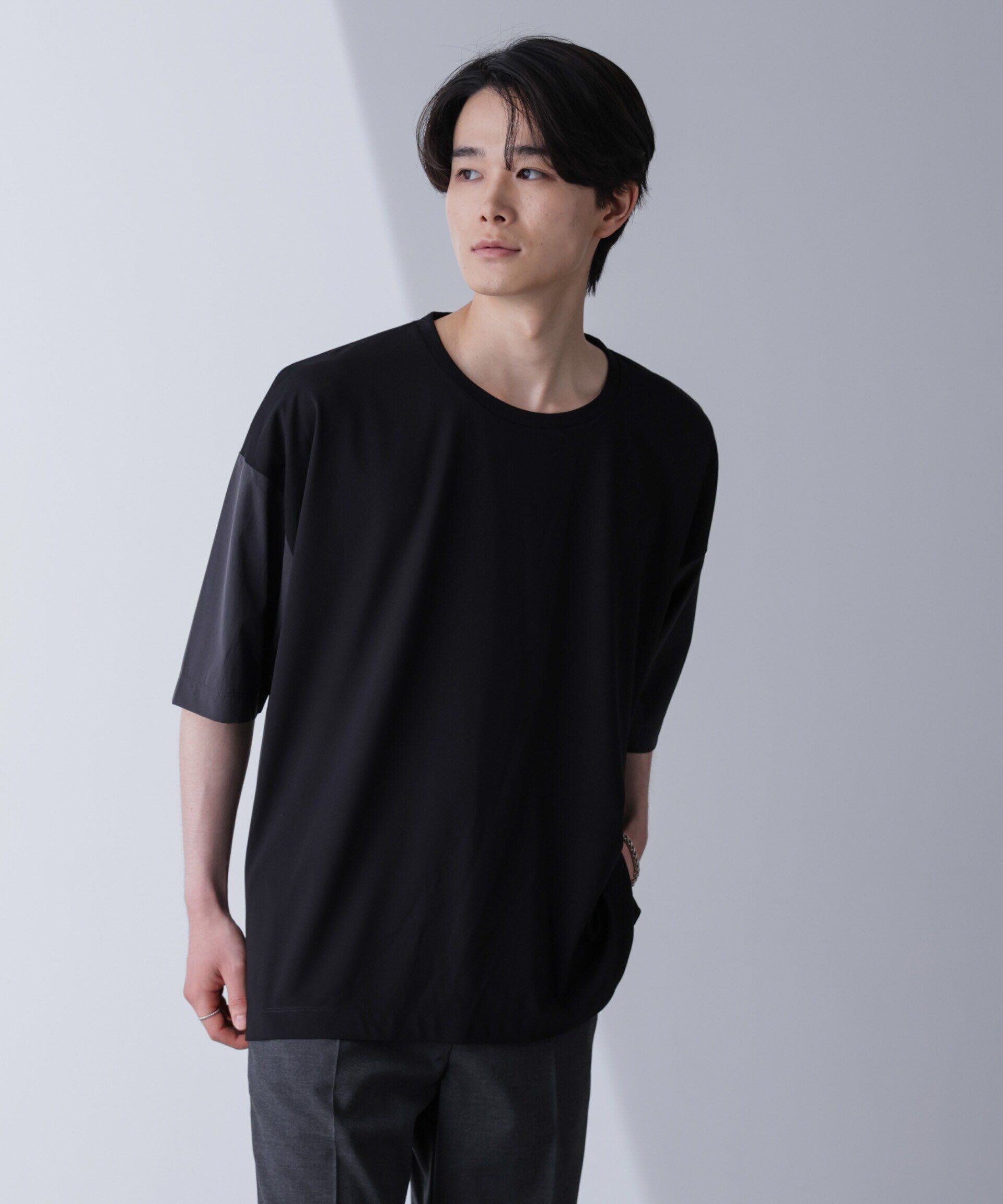 nano･universe「袖切り替えビッグＴシャツ 半袖」|Tシャツ・カットソー|