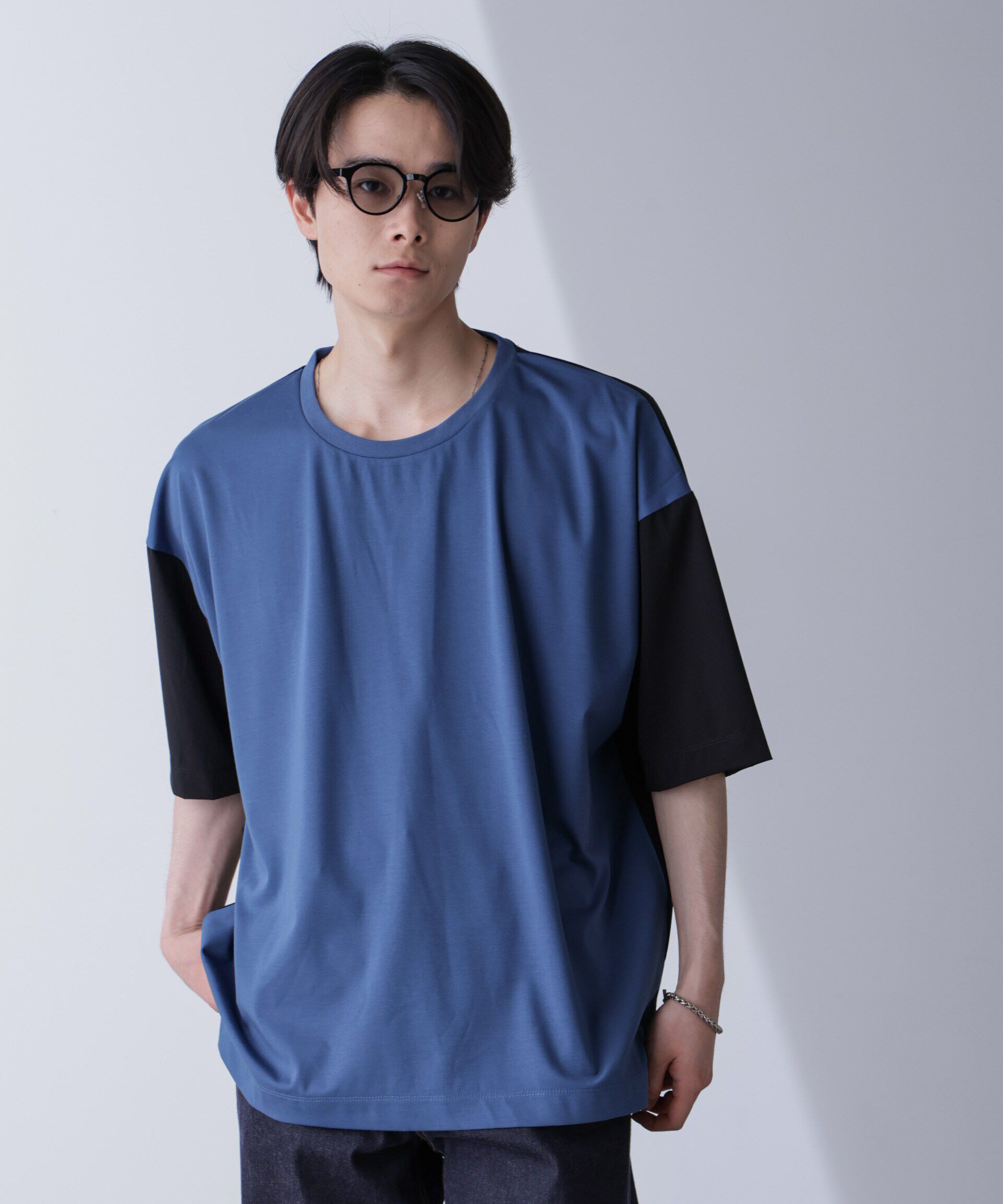 nano･universe「袖切り替えビッグＴシャツ 半袖」|Tシャツ・カットソー|
