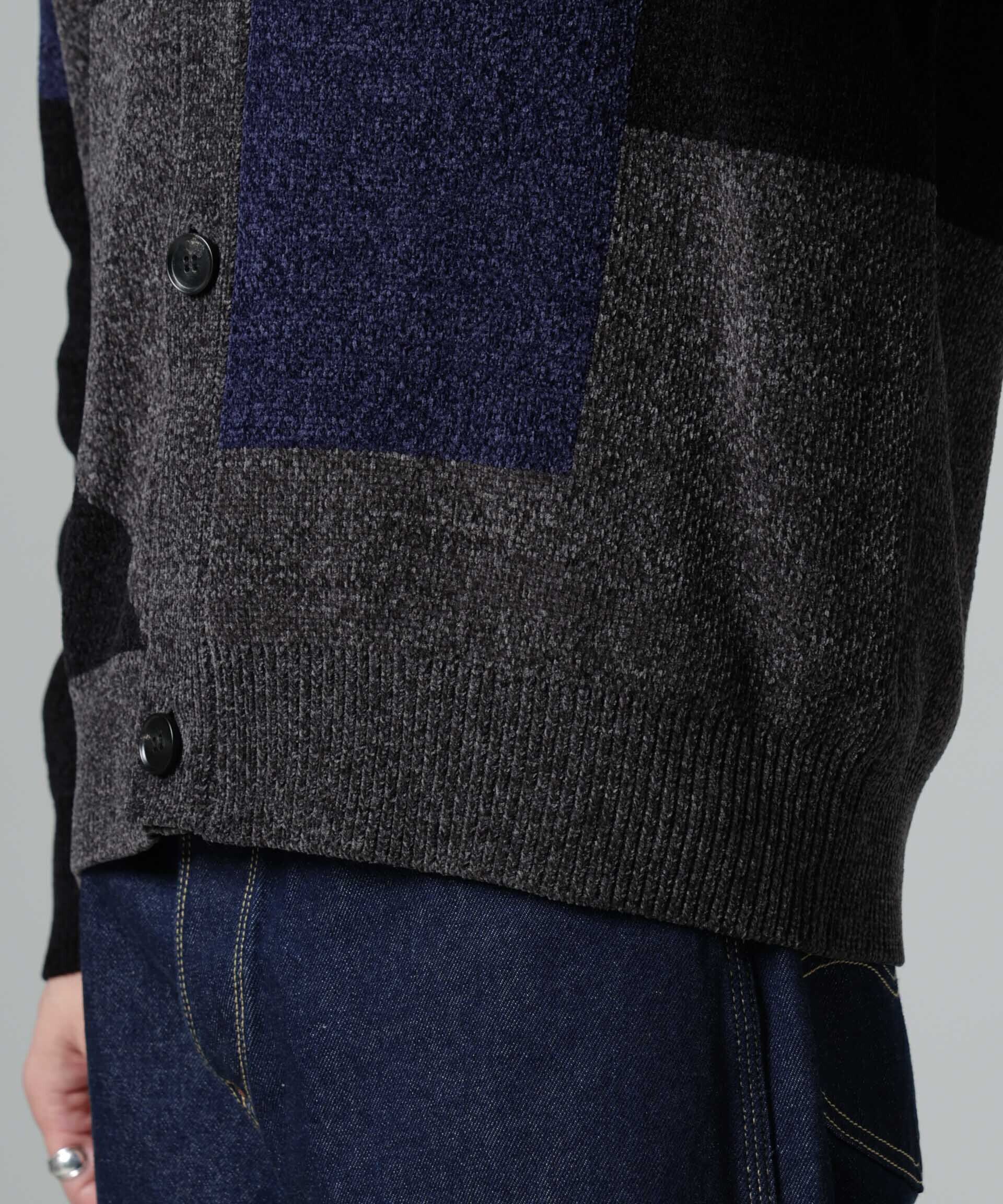 nano･universe「モールヤーンカラーブロッキングカーディガン」|ニット・セーター|