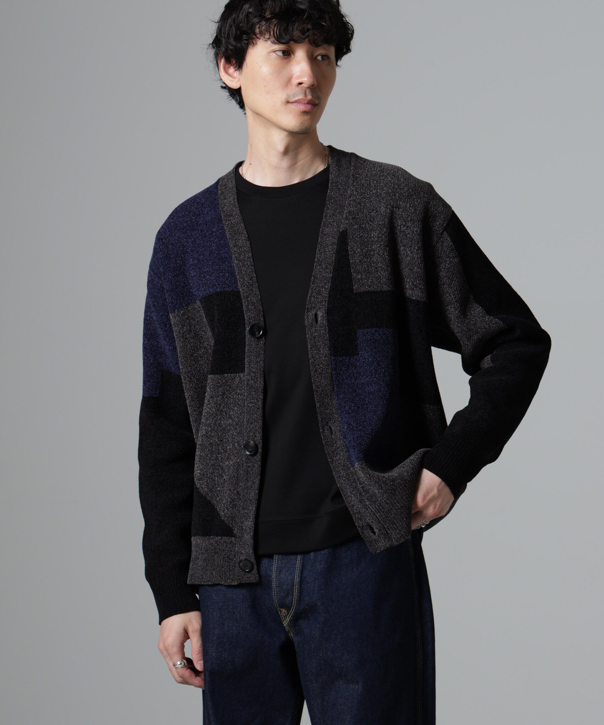 nano･universe「モールヤーンカラーブロッキングカーディガン」|ニット・セーター|