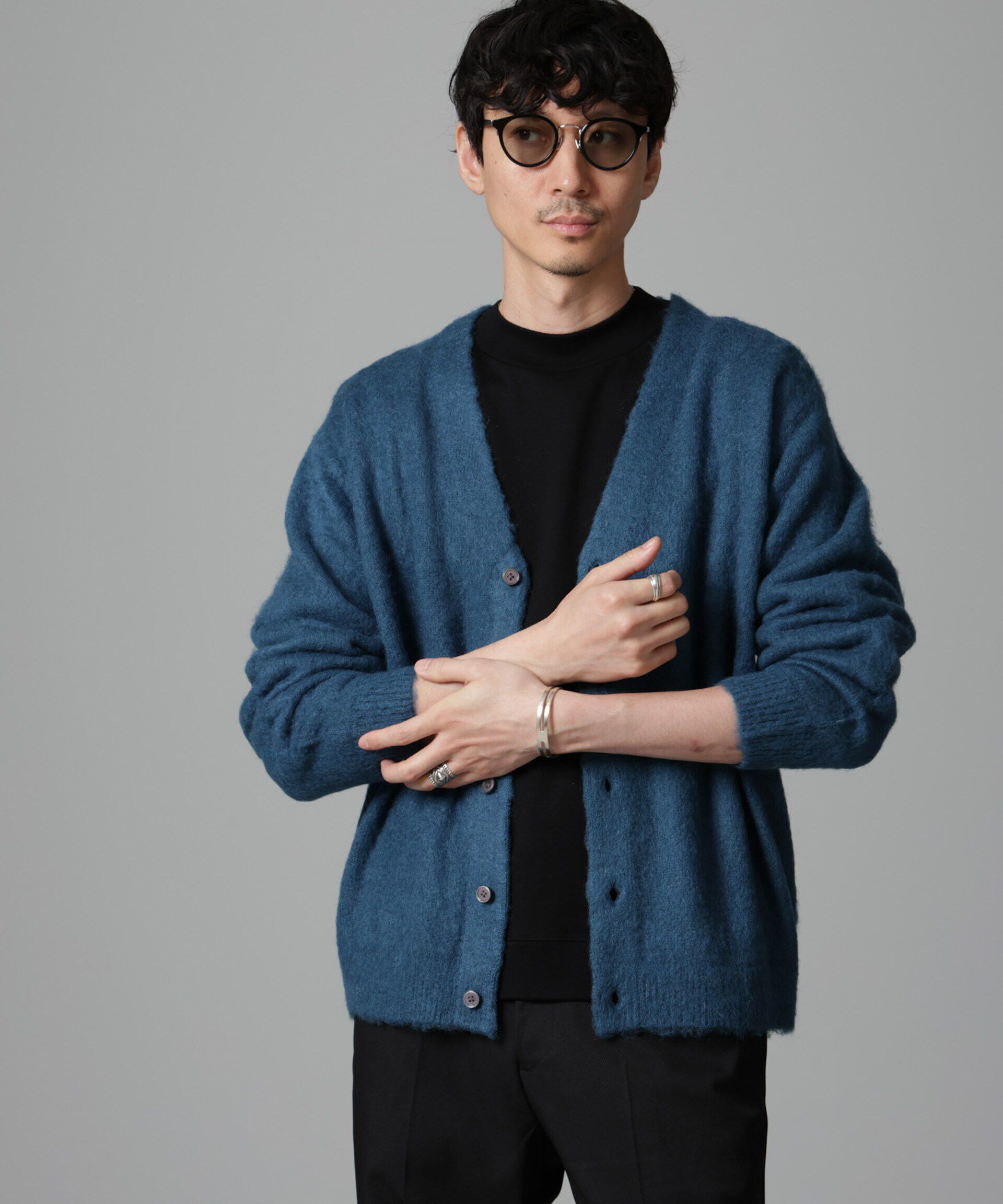 nano･universe「モヘヤブレンド起毛カーディガン」|ニット・セーター|ブルー