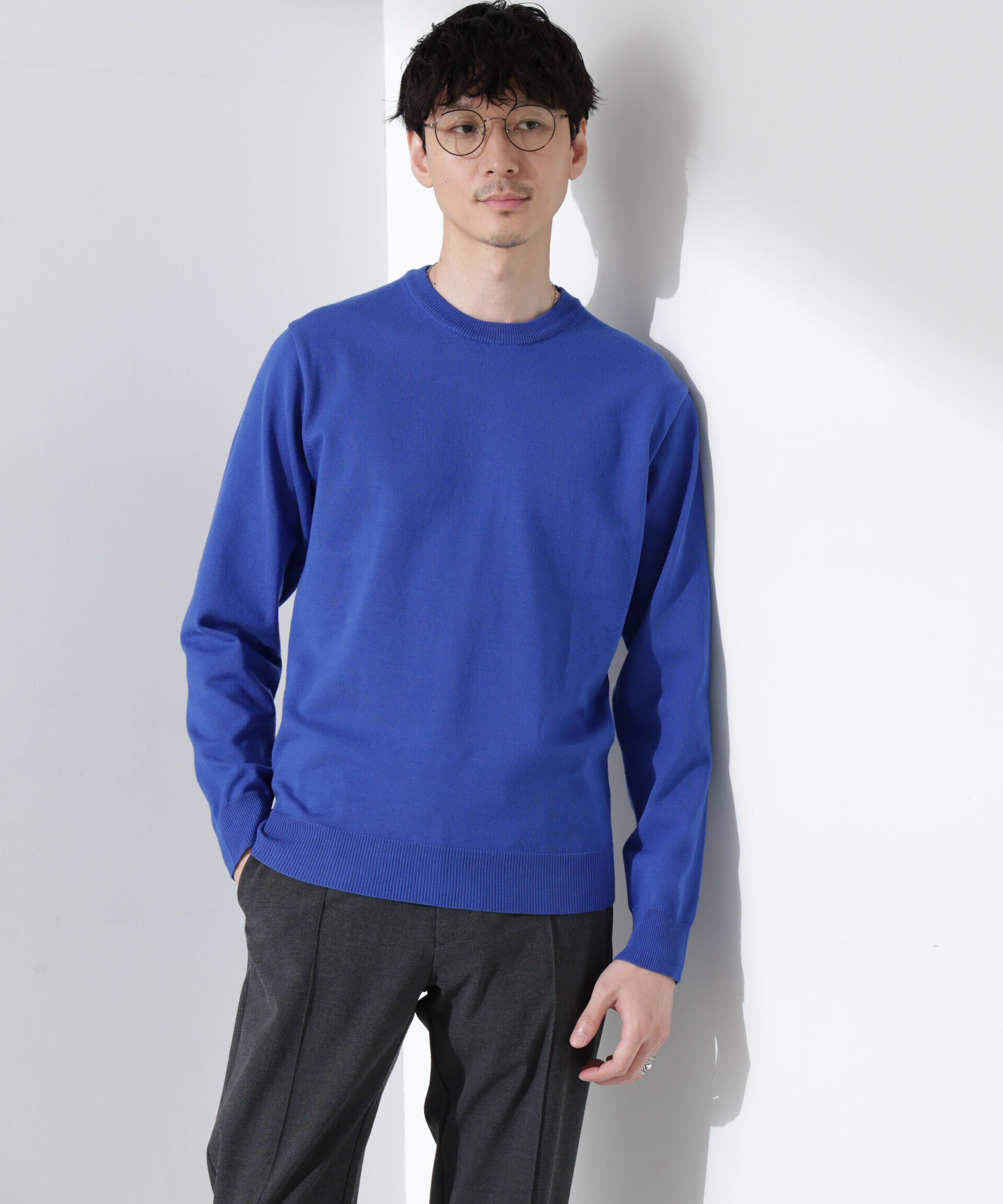 nano･universe「プレーティングスタンダードニット」|ニット・セーター|ブルー