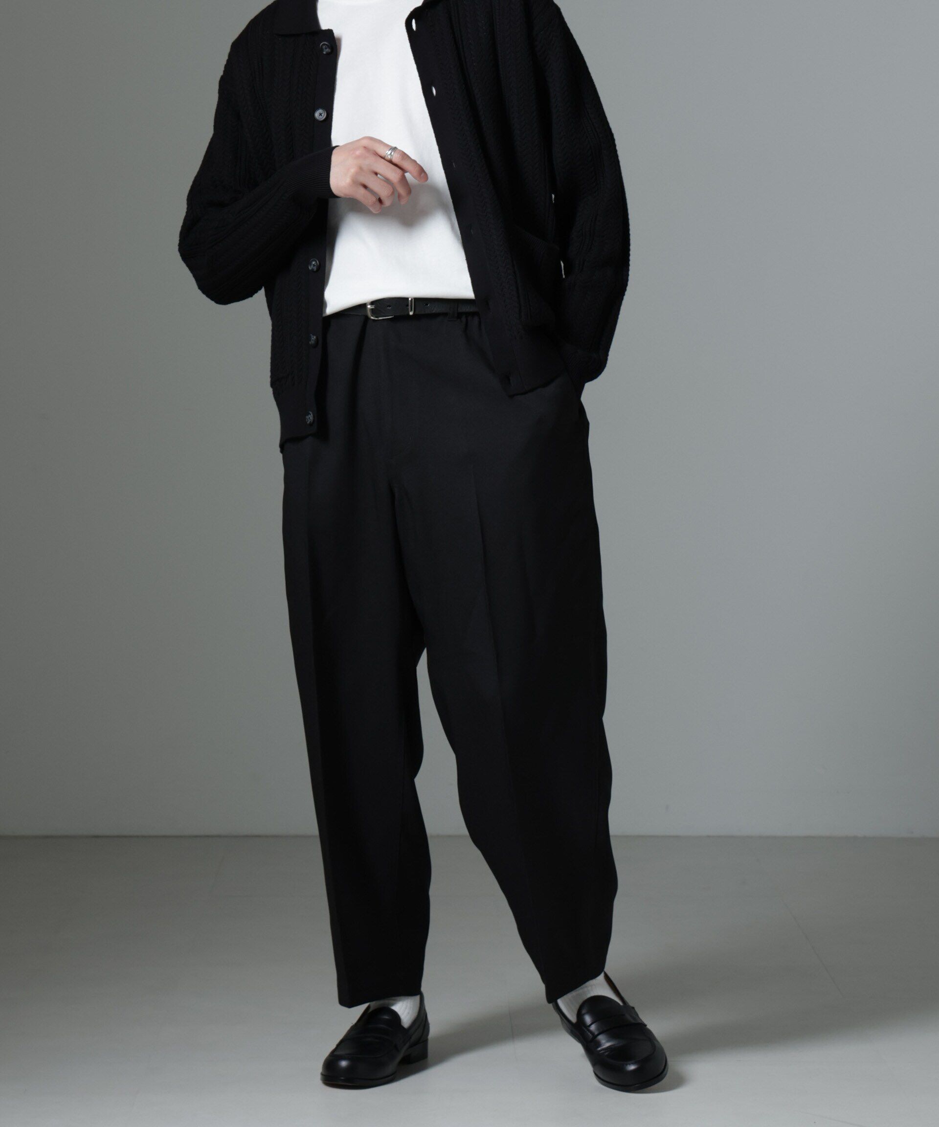 nano･universe「Dickies/別注 ワイドテーパード イージーパンツ」|チノ|ブラック