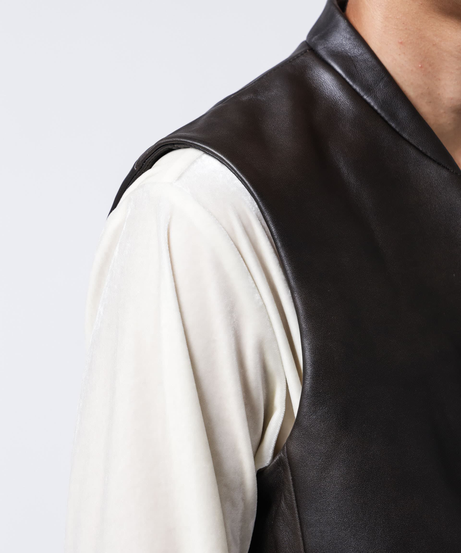 nano･universe「｢ASSEMBLANC｣ラムナッパレザージレ」|テーラードジャケット|