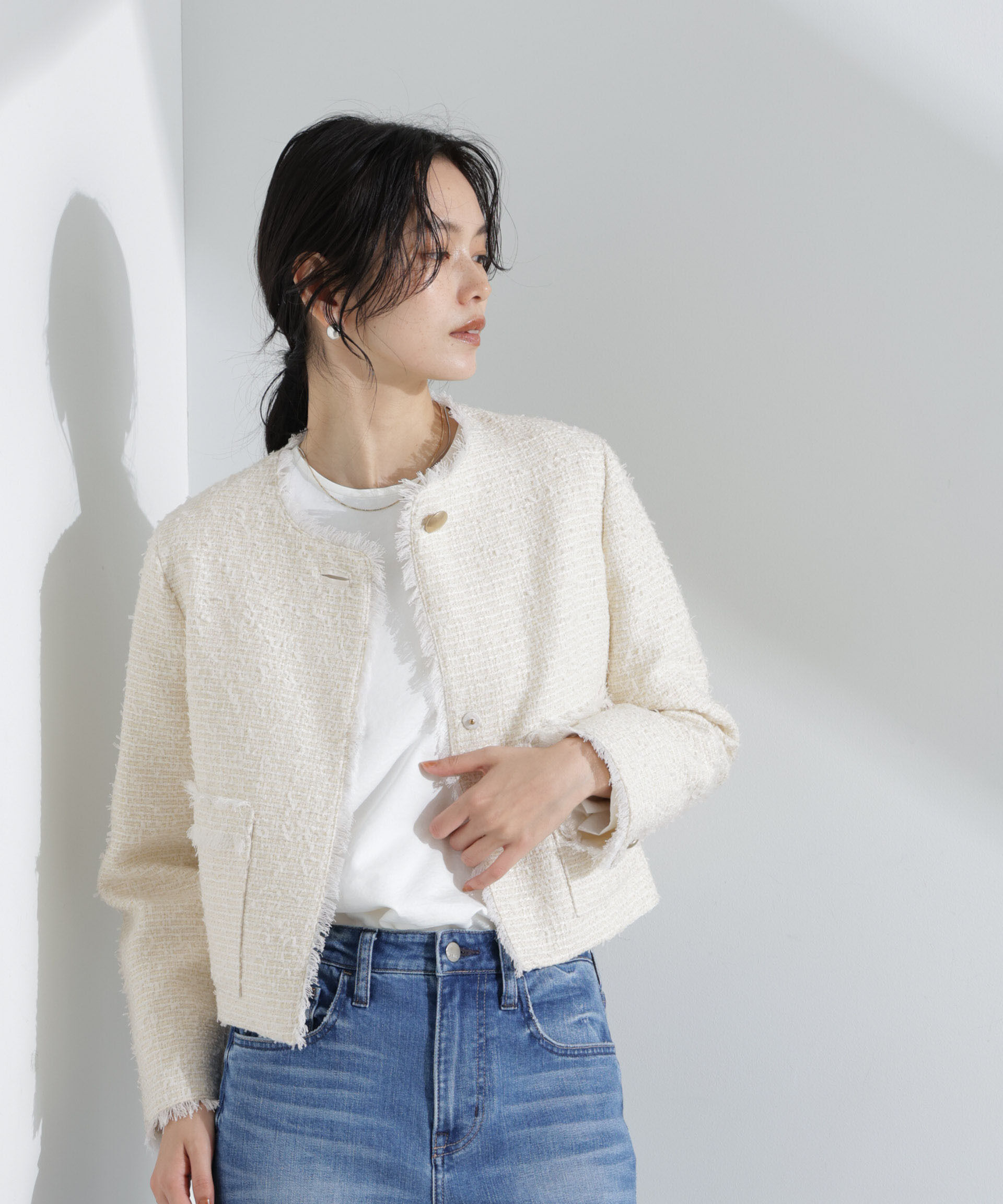 nano･universe「コンパクトツィードジャケット」|テーラードジャケット|