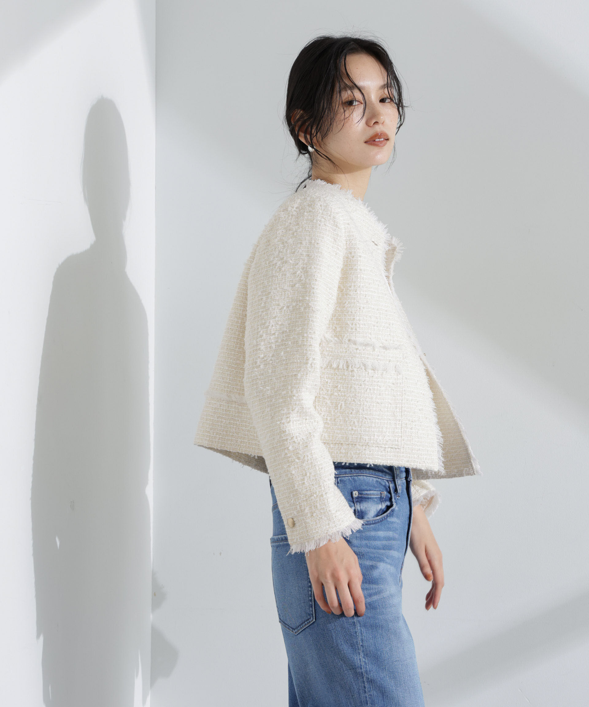 nano･universe「コンパクトツィードジャケット」|テーラードジャケット|