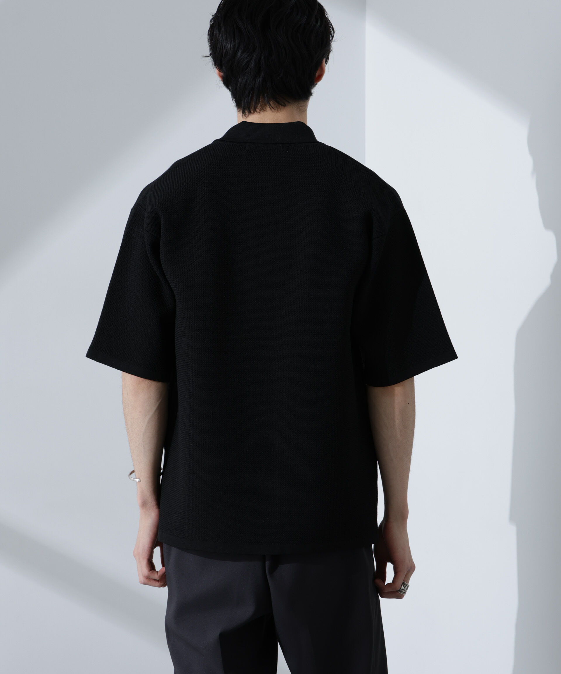 nano･universe「エアーニットレギュラーカラーシャツ 半袖」|ニット・セーター|