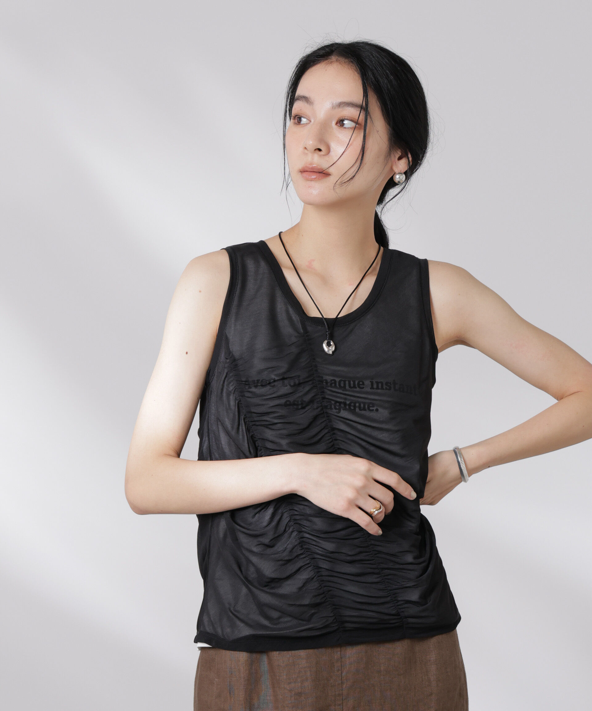 nano･universe「シアーレイヤードロゴタンクトップ」|Tシャツ・カットソー|