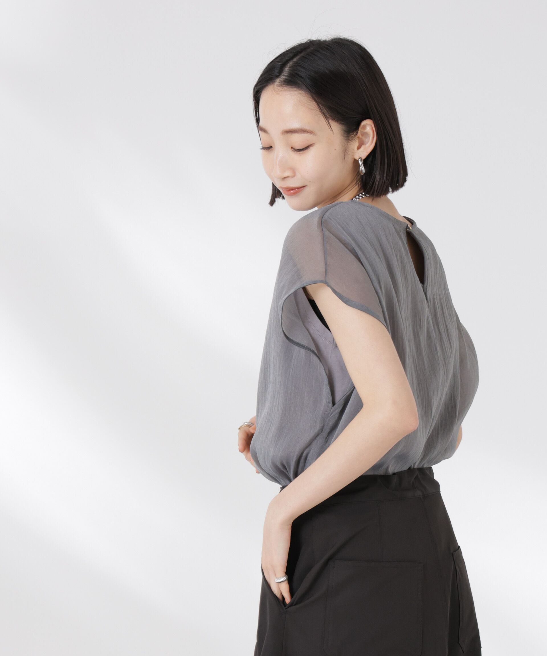 nano･universe「シアーレイヤードノースリーブカットトップス」|Tシャツ・カットソー|