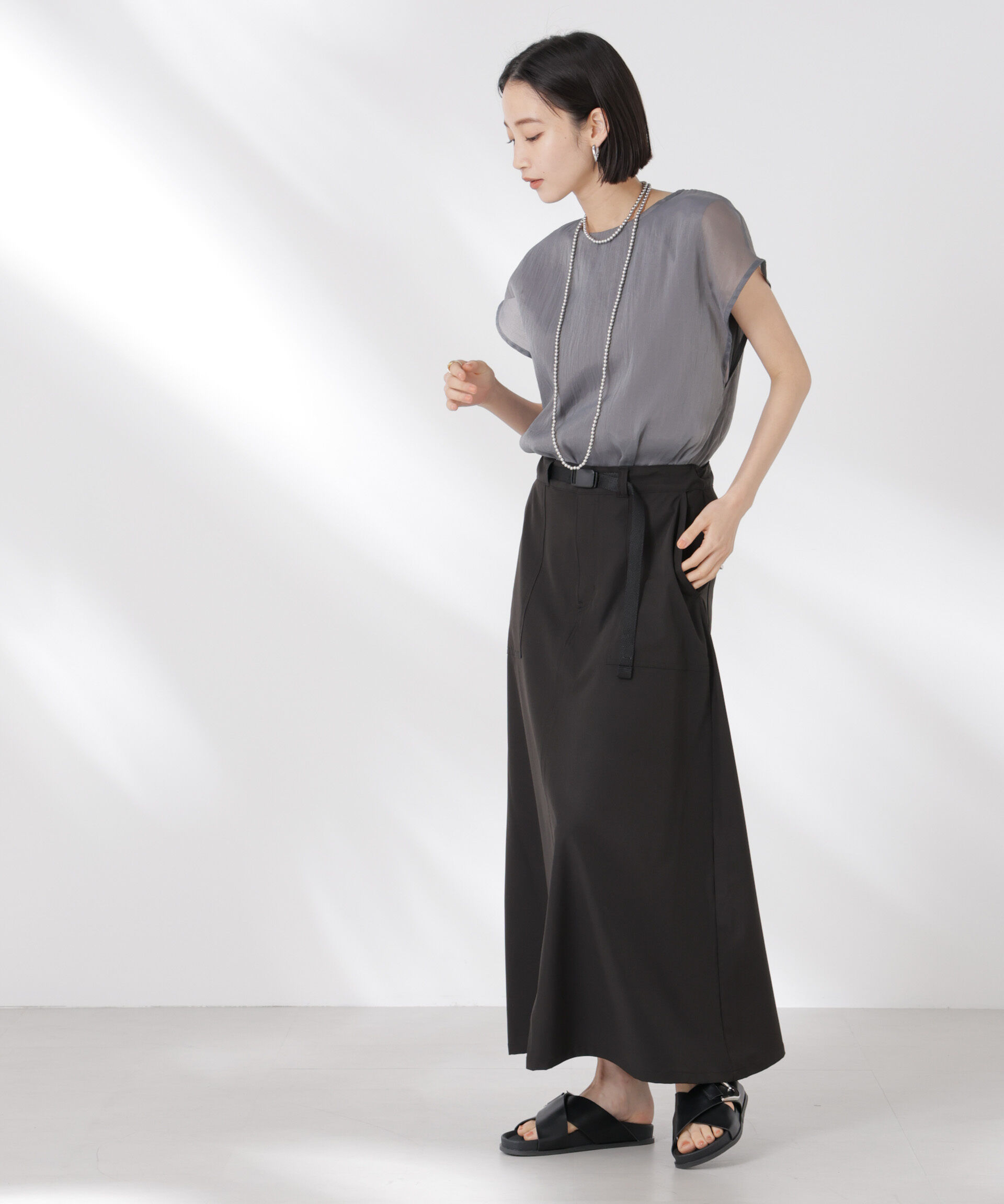 nano･universe「シアーレイヤードノースリーブカットトップス」|Tシャツ・カットソー|