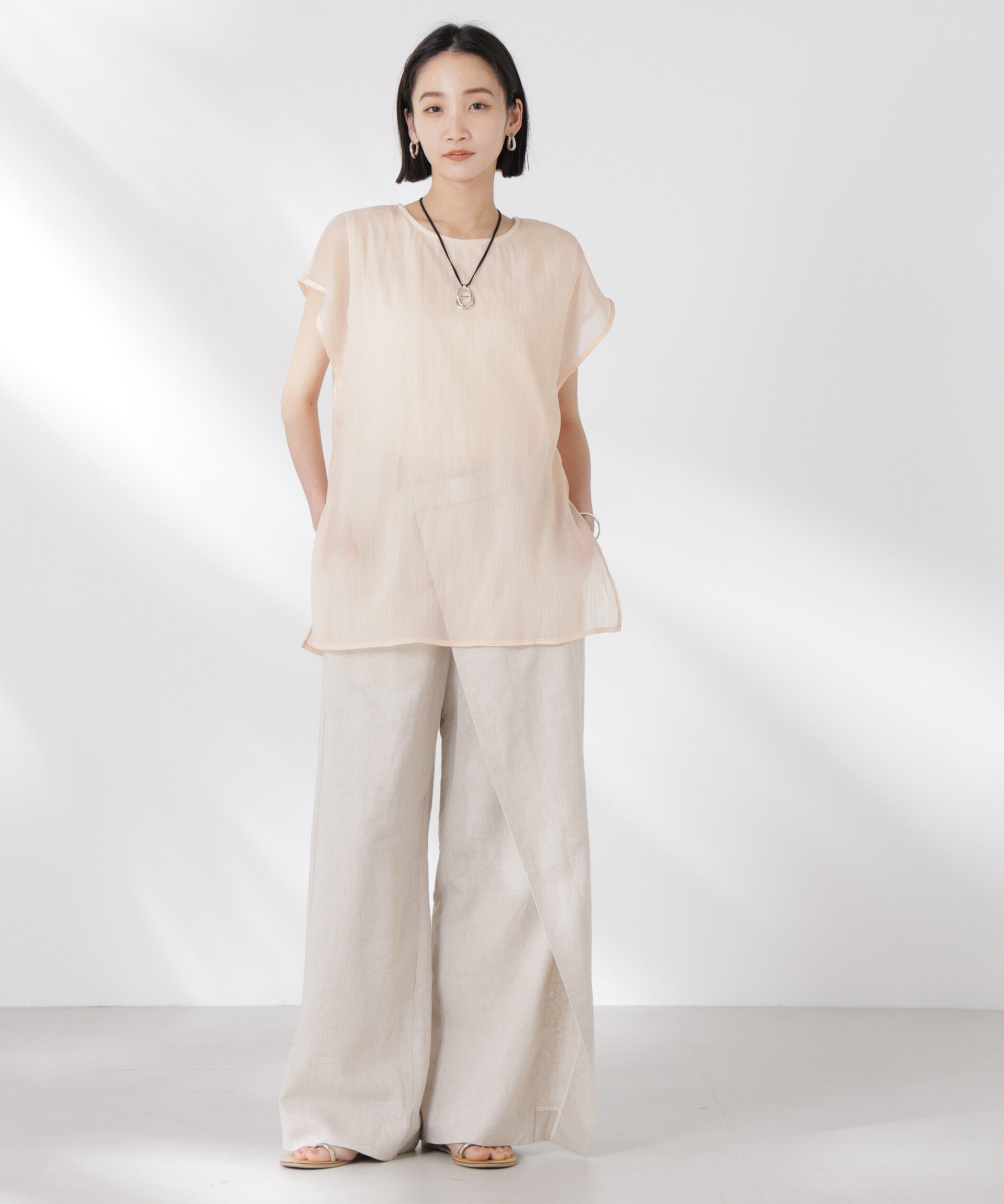 nano･universe「シアーレイヤードノースリーブカットトップス」|Tシャツ・カットソー|