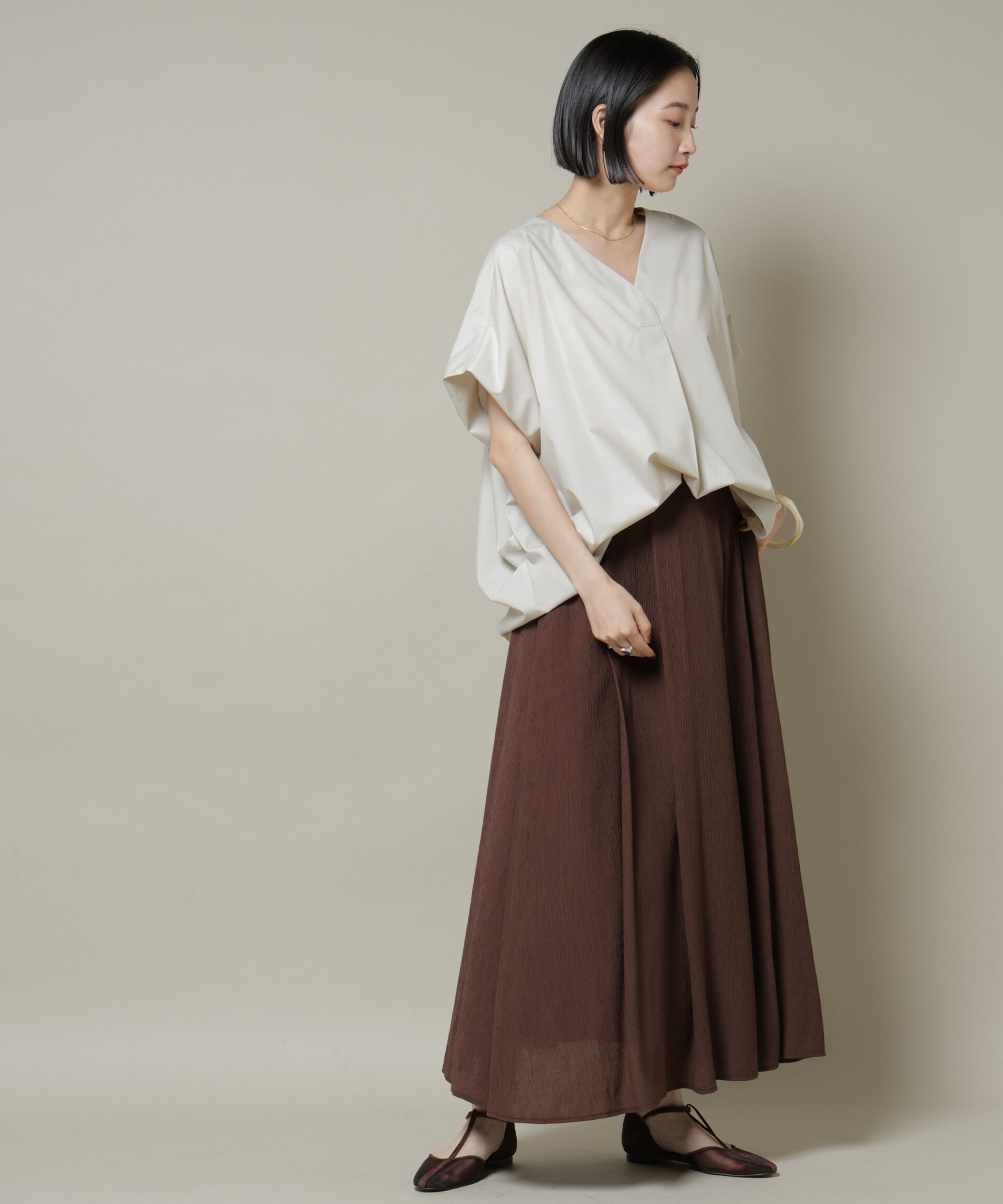 nano･universe「ドルマンワイドスキッパーブラウス」|シャツ・ブラウス|