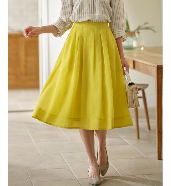 組曲「【洗える・シワになりにくい】カラーボイル シアーフレアスカート」|スカート|イエロー系