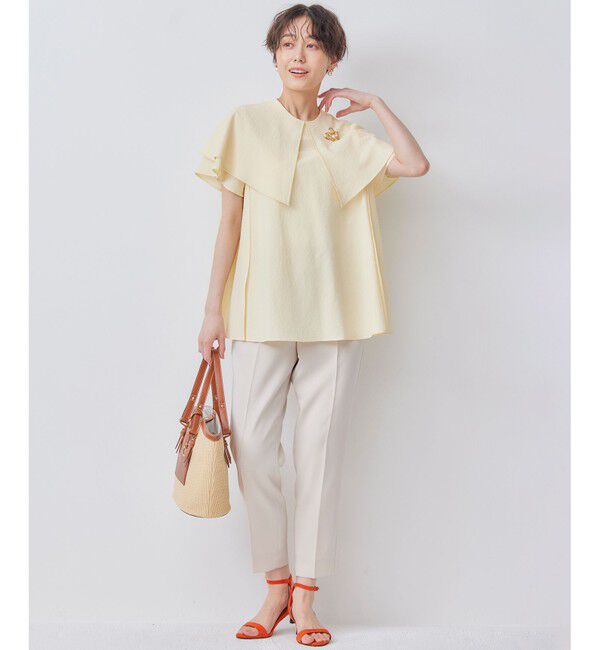 組曲「サッカーストレッチ 襟付きブラウス」|シャツ・ブラウス|