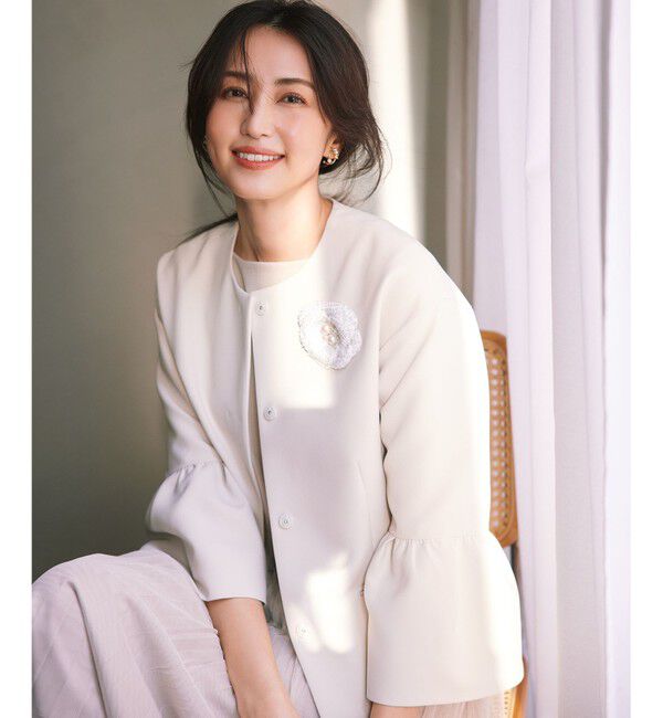 組曲「【KUMIKYOKU NAVY】コンフォータブルドレープ フレアスリーブジャケット」|ノーカラージャケット|