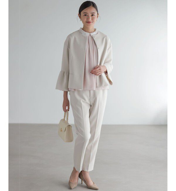 組曲「【KUMIKYOKU NAVY】コンフォータブルドレープ フレアスリーブジャケット」|ノーカラージャケット|