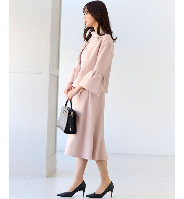 組曲「【KUMIKYOKU NAVY】コンフォータブルドレープ フレアスリーブジャケット」|ノーカラージャケット|