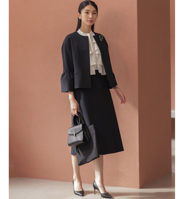 組曲「【KUMIKYOKU NAVY】コンフォータブルドレープ フレアスリーブジャケット」|ノーカラージャケット|